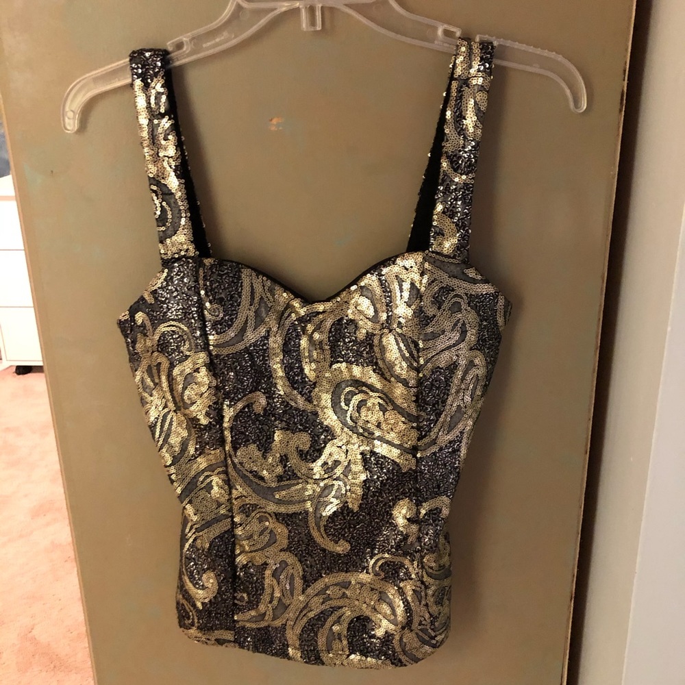 Gold glitter sequin top
